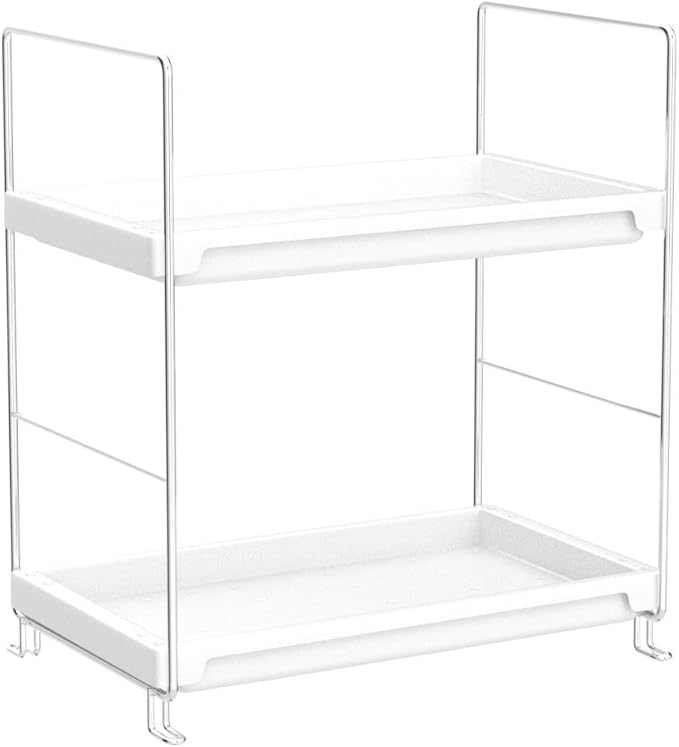 FSyueyun 2-Tier Bathroom Countertop Organizer, Tool-Less Installation Premium Plastics Makeup Shelf Organizer Perfume Skincare for Dresser Vanity Tray Organizers and Storage (Sliver)-NeatNest