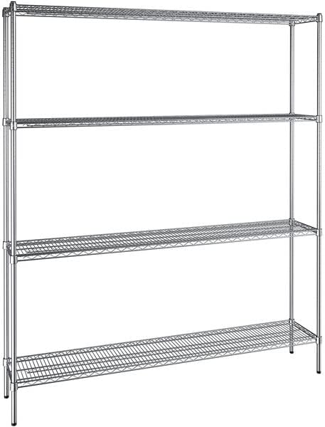 14" x 72" NSF Chrome 4-Shelf Kit with 86" Posts, Heavy Duty Storage Shelving, Wire Shelving Kit, NSF Commercial Storage Rack Unit