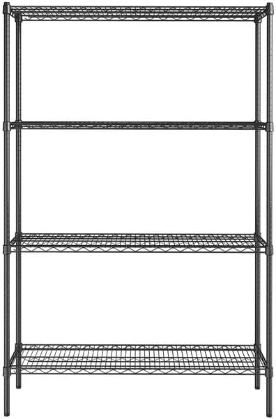 14" x 48" NSF Black Epoxy 4-Shelf Kit with 74" Posts, Heavy Duty Storage Shelving, Wire Shelving Kit, NSF Commercial Storage Rack Unit