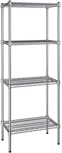 14" x 24" NSF Chrome 4-Shelf Kit with 72" Posts, Commercial Storage Rack Unit, Heavy Duty Storage Shelving, Wire Shelving Kit, Adjustable Rack Strong Steel, Multipurpose Wire Shelf