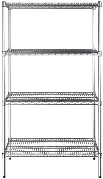 18" x 36" NSF Chrome 4-Shelf Kit with 64" Posts, Heavy Duty Storage Shelving, Wire Shelving Kit, NSF Commercial Storage Rack Unit