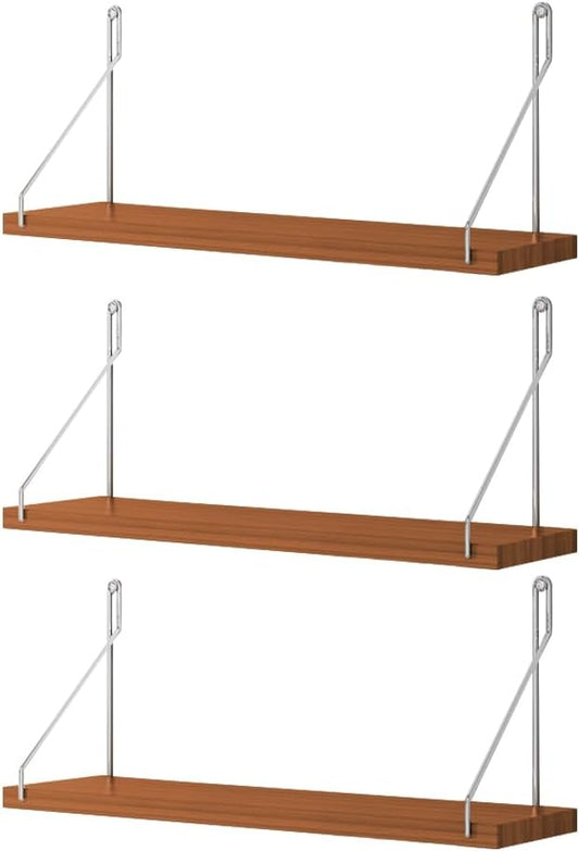 Dixiao 3-Pack Wall Mounted Floating Shelves, Modern Home Décor Wood Shelf, (Walnut, 40 * 15 * 1.5cm)-NeatNest