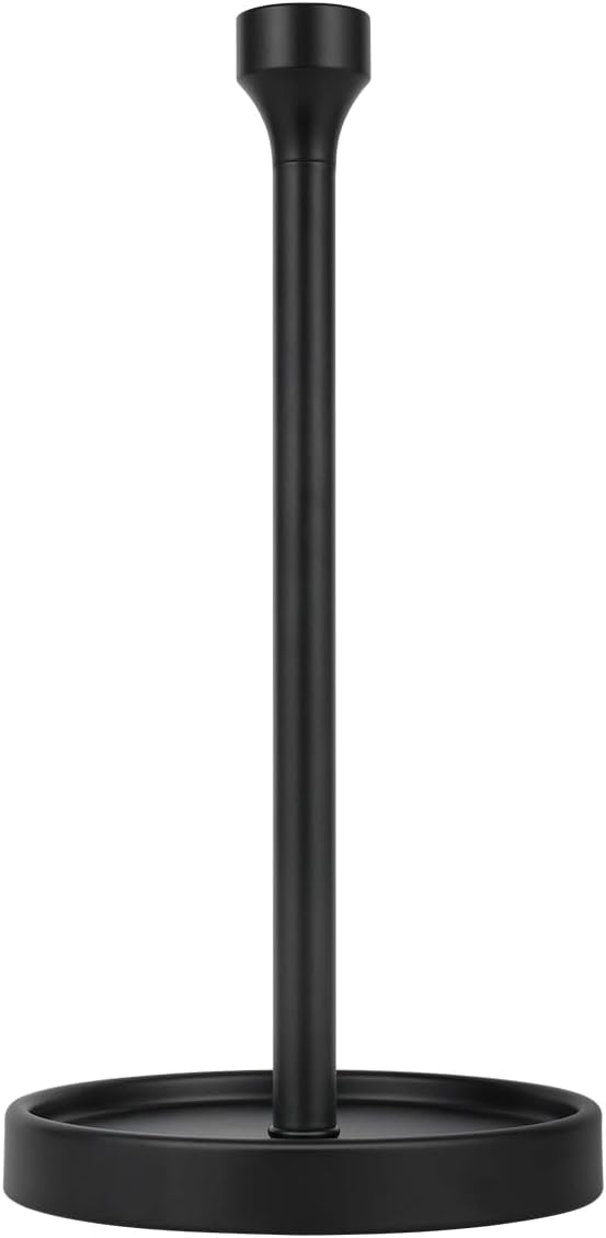 Ivilon Countertop Paper Towel Holder - Modern Bell End Minimalist Design - Fits All Paper Towel Roll Sizes - Color Black-NeatNest