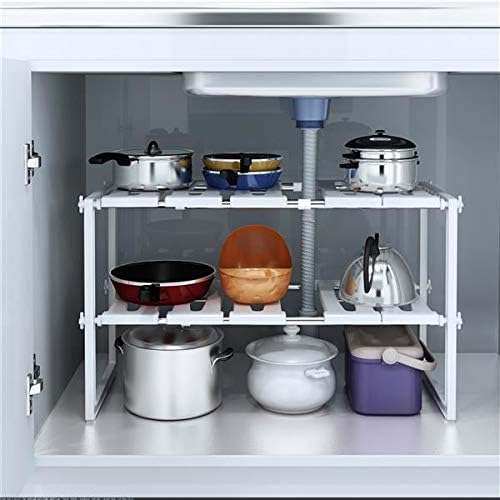 2 Tier Adjustable Storage Shelf Metal Storage Rack Wire Shelving Unit Storage Shelves Metal for Pantry Closet Kitchen Laundry (White)