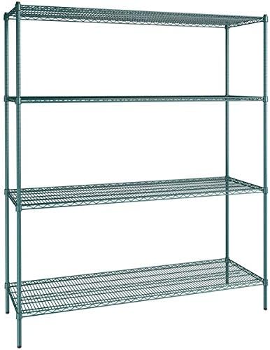 24" x 72" NSF Green Epoxy 4-Shelf Kit with 86" Posts, Heavy Duty Storage Shelving, Wire Shelving Kit, NSF Commercial Storage Rack Unit