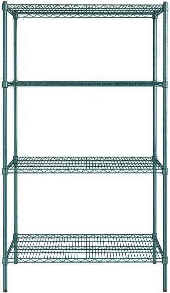 21" x 42" NSF Green Epoxy 4-Shelf Kit with 74" Posts, Heavy Duty Storage Shelving, Wire Shelving Kit, NSF Commercial Storage Rack Unit