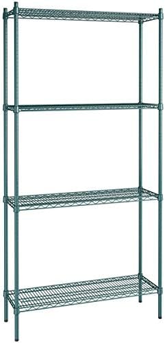 14" x 42" NSF Green Epoxy 4-Shelf Kit with 86" Posts, Heavy Duty Storage Shelving, Wire Shelving Kit, NSF Commercial Storage Rack Unit