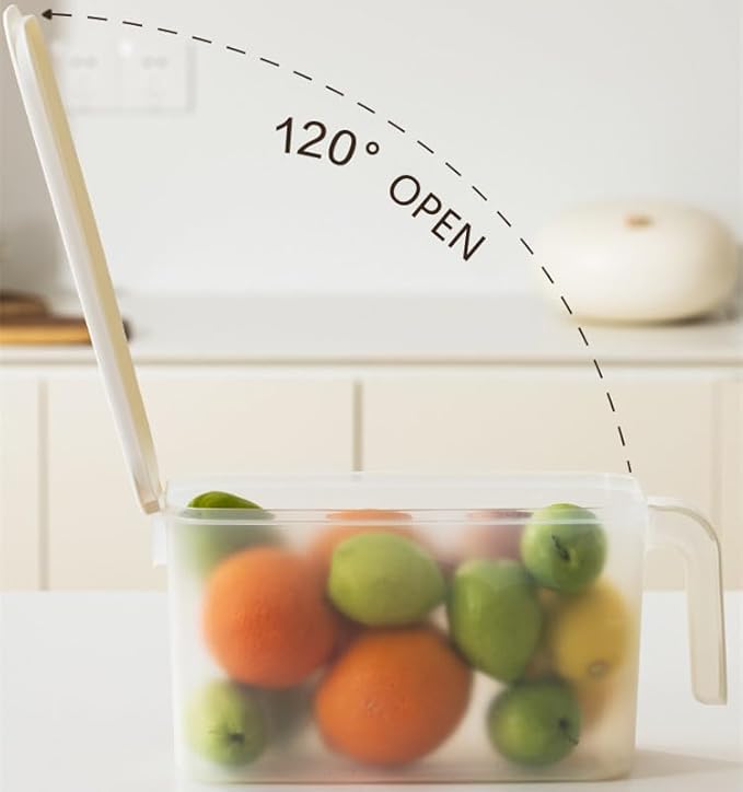 MineSign 4Pack 8L Plastic Storage Containers with Lid Large Square Food Storage Organizer Stackable Refrigerator Organizer with Handle Kitchen Containers for Fruits Vegetables Meat Egg