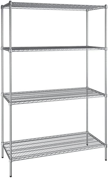 24" x 54" NSF Chrome 4-Shelf Kit with 86" Posts, Heavy Duty Storage Shelving, Wire Shelving Kit, NSF Commercial Storage Rack Unit