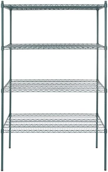 30" x 48" NSF Green Epoxy 4-Shelf Kit with 74" Posts, Heavy Duty Storage Shelving, Wire Shelving Kit, NSF Commercial Storage Rack Unit