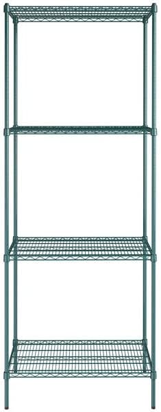24" x 36" NSF Green Epoxy 4-Shelf Kit with 96" Posts, Heavy Duty Storage Shelving, Wire Shelving Kit, NSF Commercial Storage Rack Unit