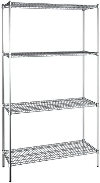 18" x 48" NSF Chrome 4-Shelf Kit with 86" Posts, Heavy Duty Storage Shelving, Wire Shelving Kit, NSF Commercial Storage Rack Unit