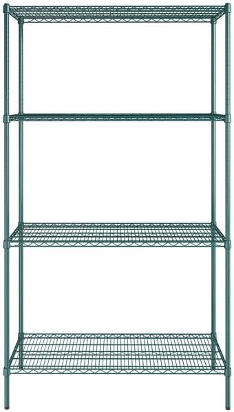 24" x 48" NSF Green Epoxy 4-Shelf Kit with 86" Posts, Heavy Duty Storage Shelving, Wire Shelving Kit, NSF Commercial Storage Rack Unit