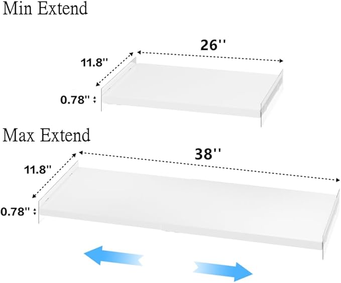 Closet Shelves Organizer 11.8''Width, Adjustable Wardrobe Shelf Organizer System, Metal Shelf for Kitchen Cabinet Wardrobe Cupboard, 2 Pack-NeatNest