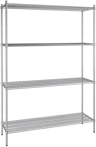 18" x 60" NSF Stainless Steel 4-Shelf Kit with 86" Posts, Heavy Duty Storage Shelving, Wire Shelving Kit, NSF Commercial Storage Rack Unit