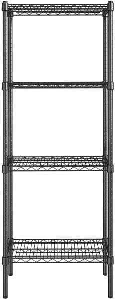 14" x 24" NSF Black Epoxy 4-Shelf Kit with 64" Posts, Heavy Duty Storage Shelving, Wire Shelving Kit, NSF Commercial Storage Rack Unit