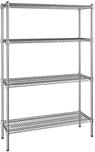 14" x 42" NSF Chrome 4-Shelf Kit with 64" Posts, Heavy Duty Storage Shelving, Wire Shelving Kit, NSF Commercial Storage Rack Unit