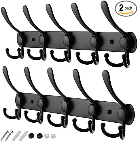 GlazieVault Coat Rack Wall Mount - Stainless Steel Coat Rack (2 Pack) - Heavy Duty Coat Hooks Wall Mounted - Hanger for Hat Towel Robes Jacket Clothes for Bathroom Entryway-NeatNest