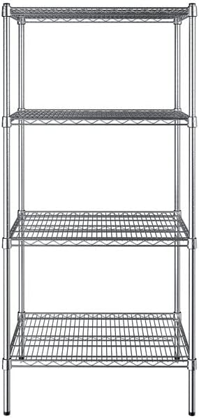 24" x 30" NSF Chrome 4-Shelf Kit with 64" Posts, Heavy Duty Storage Shelving, Wire Shelving Kit, NSF Commercial Storage Rack Unit