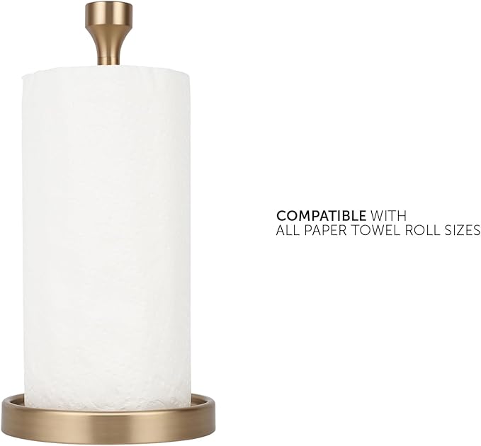 Ivilon Countertop Paper Towel Holder - Modern Bell End Minimalist Design - Color Warm Gold-NeatNest