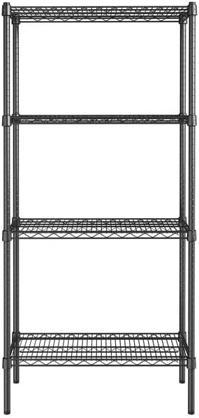 14" x 30" NSF Black Epoxy 4-Shelf Kit with 64" Posts, Heavy Duty Storage Shelving, Wire Shelving Kit, NSF Commercial Storage Rack Unit