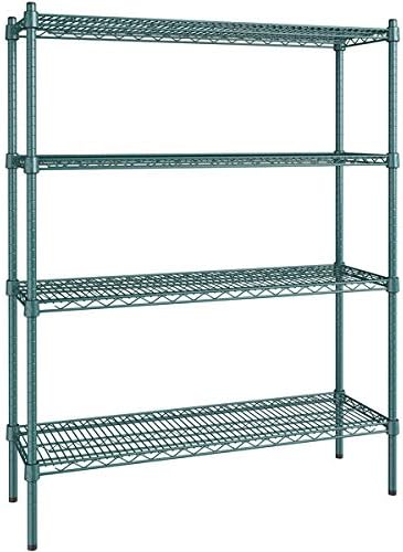 14" x 42" NSF Green Epoxy 4-Shelf Kit with 54" Posts, Heavy Duty Storage Shelving, Wire Shelving Kit, NSF Commercial Storage Rack Unit