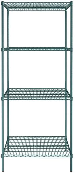 30" x 36" NSF Green Epoxy 4-Shelf Kit with 86" Posts, Heavy Duty Storage Shelving, Wire Shelving Kit, NSF Commercial Storage Rack Unit