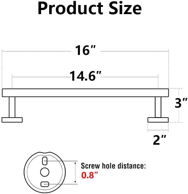 TocTen Bath Towel Bar - Thicken SUS304 Stainless Steel Bathroom Towel Holder, Towel Rod for Bathroom Heavy Duty Wall Mounted Towel Rack Hanger (16IN, Black)