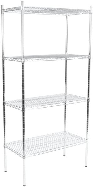 18" x 36" NSF Chrome 4-Shelf Kit with 74" Posts, Heavy Duty Storage Shelving, Wire Shelving Kit, NSF Commercial Storage Rack Unit