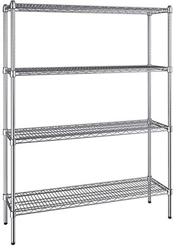 14" x 48" NSF Chrome 4-Shelf Kit with 72" Posts, Commercial Storage Rack Unit, Heavy Duty Storage Shelving, Wire Shelving Kit, Adjustable Rack Strong Steel, Multipurpose Wire Shelf