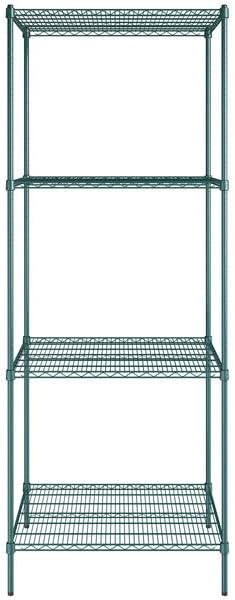30" x 36" NSF Green Epoxy 4-Shelf Kit with 96" Posts, Heavy Duty Storage Shelving, Wire Shelving Kit, NSF Commercial Storage Rack Unit