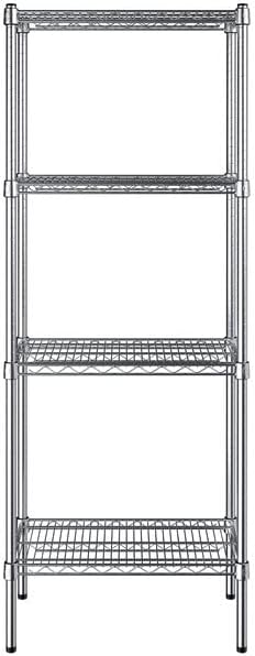 14" x 24" NSF Chrome 4-Shelf Kit with 64" Posts, Heavy Duty Storage Shelving, Wire Shelving Kit, NSF Commercial Storage Rack Unit