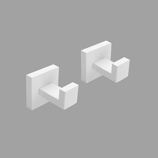 GERZWY Towel Hook Stainless Steel Robe Hook Heavy Duty Coat Hook Wall Mounted Luxury Hooks for Bathroom Hotel 2 Pack, White