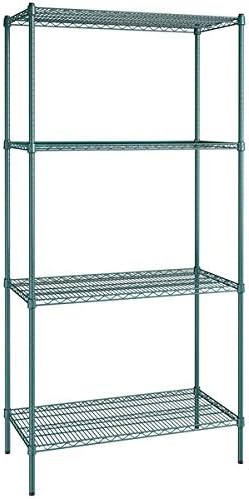 21" x 42" NSF Green Epoxy 4-Shelf Kit with 86" Posts, Heavy Duty Storage Shelving, Wire Shelving Kit, NSF Commercial Storage Rack Unit