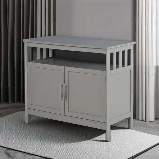 HOMCOM Sideboard Buffet Cabinet, Modern Coffee Bar Cabinet with 2-Level Shelf and Open Compartment, Grey-NeatNest