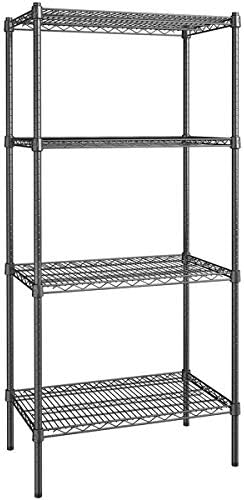 18" x 30" NSF Black Epoxy 4-Shelf Kit with 64" Posts, Heavy Duty Storage Shelving, Wire Shelving Kit, NSF Commercial Storage Rack Unit