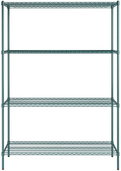 18" x 60" NSF Green Epoxy 4-Shelf Kit with 86" Posts, Heavy Duty Storage Shelving, Wire Shelving Kit, NSF Commercial Storage Rack Unit