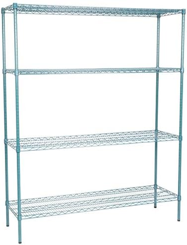 18" x 60" NSF Green Epoxy 4-Shelf Kit with 74" Posts, Heavy Duty Storage Shelving, Wire Shelving Kit, NSF Commercial Storage Rack Unit