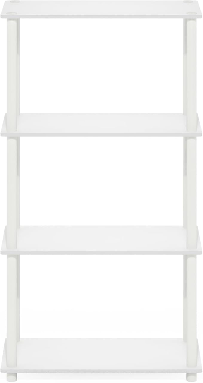 Furinno Turn-N-Tube 4-Tier Multipurpose Shelf Display Rack, White/White-NeatNest