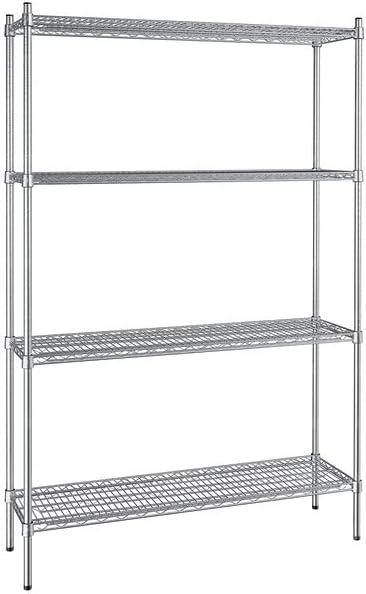 14" x 48" NSF Stainless Steel 4-Shelf Kit with 74" Posts, Heavy Duty Storage Shelving, Wire Shelving Kit, NSF Commercial Storage Rack Unit
