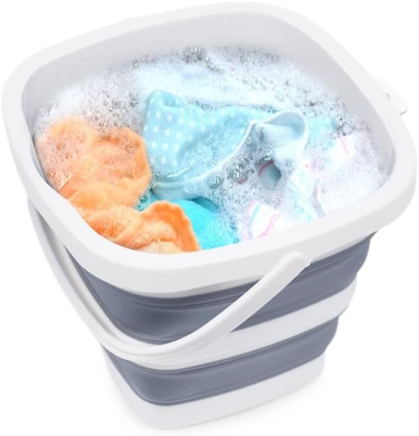 2 Pack Small Collapsible Buckets, 1.4Gal/5L BPA-Free - Foldable Water Pails for Car Washing, Camping, Beach - Portable Lightweight Storage Set for Outdoor, RV, Travel (Grey)-NeatNest