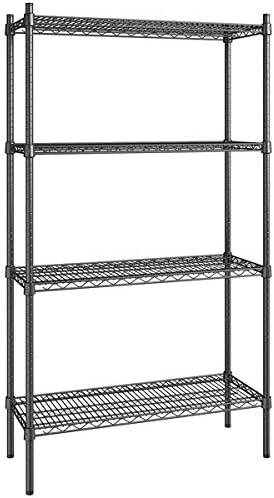 14" x 36" NSF Black Epoxy 4-Shelf Kit with 72" Posts, Commercial Storage Rack Unit, Heavy Duty Storage Shelving, Wire Shelving Kit, Adjustable Rack Strong Steel, Multipurpose Wire Shelf