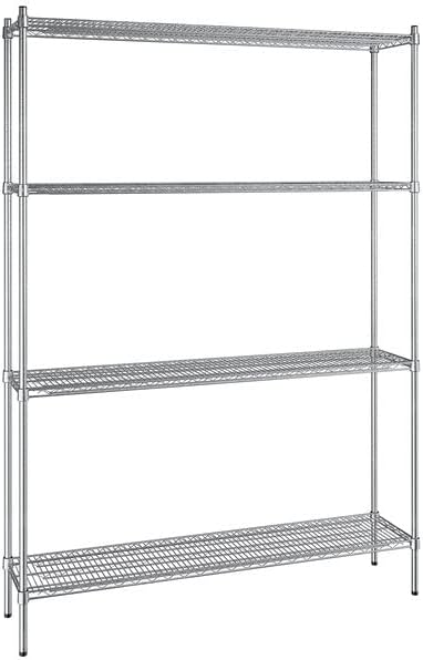 14" x 60" NSF Stainless Steel 4-Shelf Kit with 86" Posts, Heavy Duty Storage Shelving, Wire Shelving Kit, NSF Commercial Storage Rack Unit