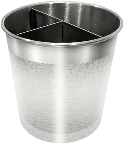 Cooler Kitchen Rotating Extra Large Stainless Steel Utensil Holder Caddy with Sturdy No-Tip Weighted Base, Removable Divider, and Gripped Insert Bottom -Dishwasher Safe Metal Cooking Utensil Holder…-NeatNest