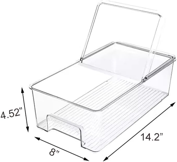 Freezer Containers Food Storage Containers Fridge Containers Plastic Organization Storage Bin for Fridge, Freezer, Pantry, Kitchen- Organizer for Fruit, Yogurt, Snacks, Pasta, set of 2