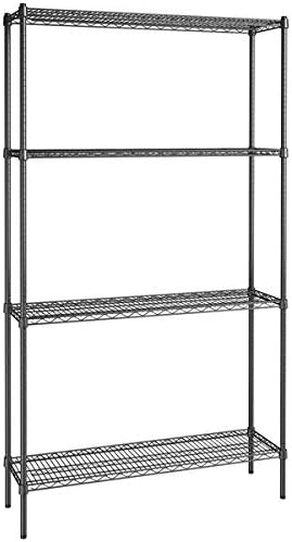 14" x 48" NSF Black Epoxy 4-Shelf Kit with 86" Posts, Heavy Duty Storage Shelving, Wire Shelving Kit, NSF Commercial Storage Rack Unit