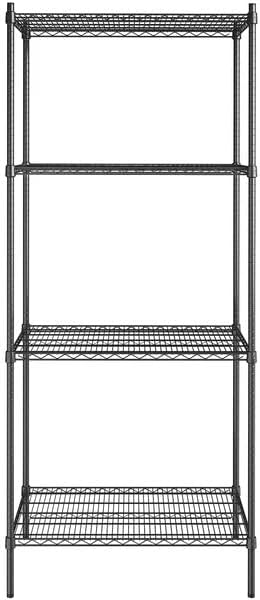 24" x 36" NSF Black Epoxy 4-Shelf Kit with 86" Posts, Heavy Duty Storage Shelving, Wire Shelving Kit, NSF Commercial Storage Rack Unit