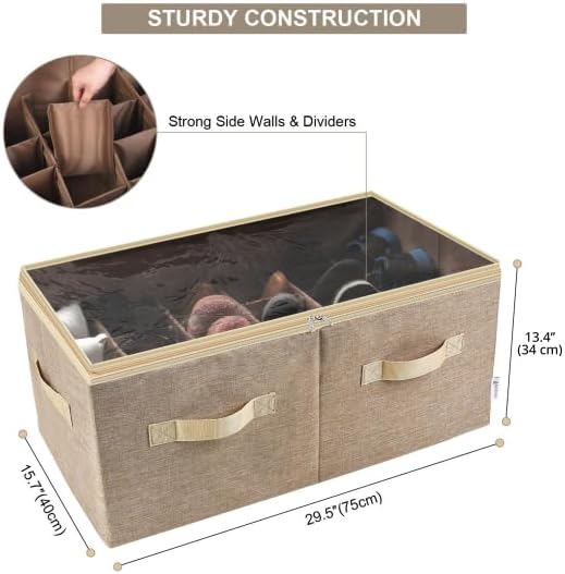 Moteph Shoe Organizer for Closet - Shoe Storage Organizer for Closet Organization with Clear Cover & Adjustable Dividers, Shoe Rack & Basket - (Light Brown, Large - 24 Pairs)-NeatNest