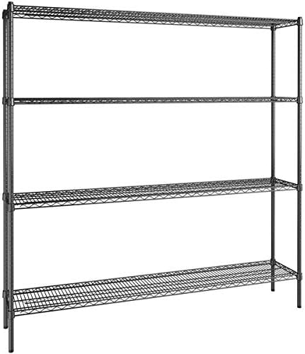 14" x 72" NSF Black Epoxy 4-Shelf Kit with 74" Posts, Heavy Duty Storage Shelving, Wire Shelving Kit, NSF Commercial Storage Rack Unit