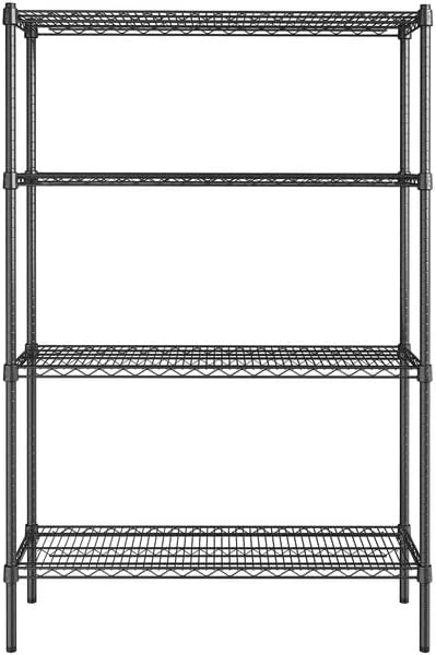 14" x 42" NSF Black Epoxy 4-Shelf Kit with 64" Posts, Heavy Duty Storage Shelving, Wire Shelving Kit, NSF Commercial Storage Rack Unit